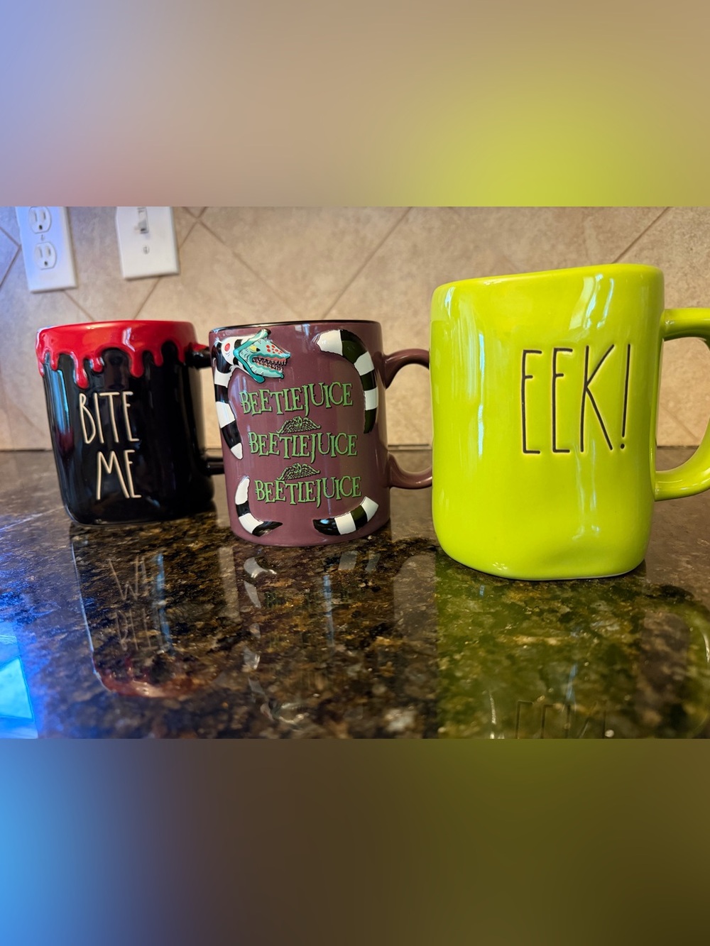Trio Halloween Mug Set! 2 Rae Dunn and one Beetlejuice Mug.